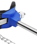 Side view of Heavy Duty Lab Clamp with Vinyl Coated Chain and Stainless Steel Rod, zinc die cast, 8 inch jaw.