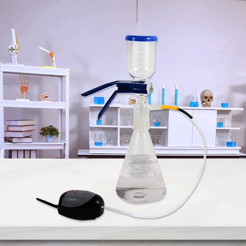 Lab Vacuum Filtration Pump For Fast Liquid Filtration with Erlenmeyer Flask and Tubing Setup on Lab Bench