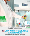 Hydrogen Fluoride Gas Detector With USA NIST Traceable Calibration being used in laboratory setting by Forensics professional.