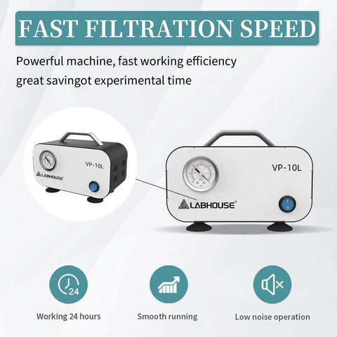Oil Free Lab Vacuum Pump With Diaphragm Technology For Laboratory Filtration And Negative Pressure, 10 Liters Per Minute, VP 10L LABHOUSE