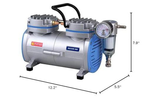 Pro Grade Oilless Vacuum Pump for Lab Filtration Microbiological Testing Suspended Solids Analysis and Air Sampling 110V 60Hz Ready to Roll, Rocker 400
