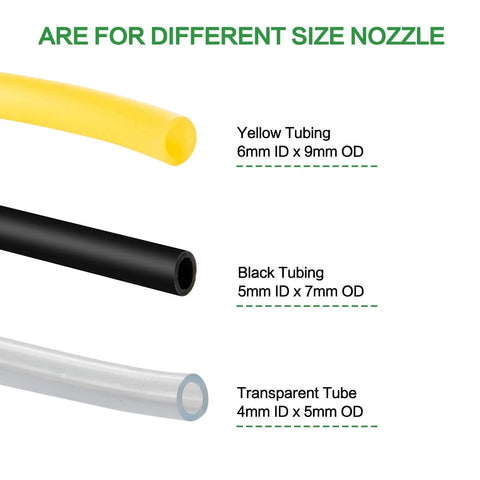 Image of yellow, black, and transparent tubing with size details for different nozzles, part of Powerful Laboratory Vacuum Filtration Pump For Fast Liquid Filtration In Distillation Setups And Lab Filtration Rigs Across The USA Suitable For Benchtop Use With Adjustable Vacuum Control And Durable Oil Free Design NestEcho.