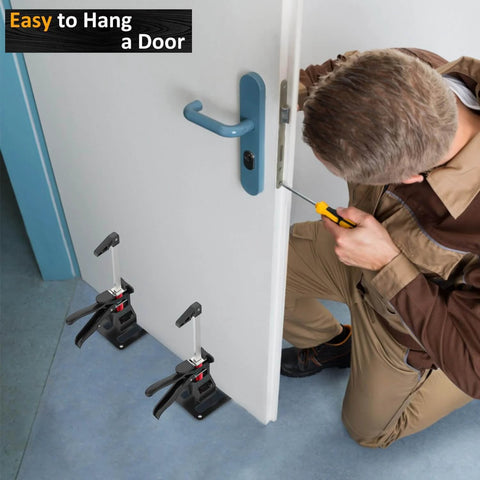 Worker using ✝️ Labor Saving Arm Jack(2 Pcs),Height Lifting Device to install door for smooth motion and stable alignment