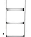 Adjustable Ladder Leveler Pair For Stairs And All Surfaces Anti Skid Alloy Steel Feet With Removable Rubber Caps attached to ladder