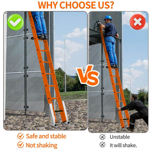 Ladder Leveler Pair For Extension Ladders, Adjustable Ground Levelers With Anti Slip Pattern Steel Poles, stable vs unstable