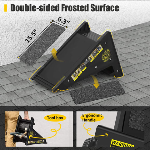 Stable Platform Ladder Leveler, Beefy Black Plastic, Anti Slip Grip, Supports Up To 500 Pounds, Built In Storage, Roof, Stairs Use