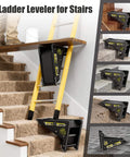 Stable Platform Ladder Leveler For Extension Ladders With Built In Storage, Beefy Black Plastic, Anti Slip Grip, Auto Lock On Uneven Surfaces