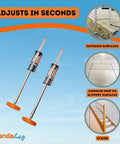 Ladder Leveler With Rubber Feet For Extension Ladders Stabilizer Attachments shown against blue background with surface types