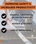 Ladder Leveler With Rubber Feet For Extension Ladders Stabilizer Attachments in use, promoting safety and productivity on uneven ground