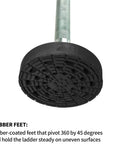 Close-up of Orange Ladder Leveler Pair With 4 Inch Rubber Feet For Extension Ladders Adjustable Leg Stabilizers 20 Inch Non Slip 360 Degree Pivot Anti Skid Rubber Pads Heavy Duty Ladder Accessories For Uneven Surfaces showing rubber foot detail
