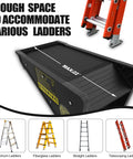 Stable Platform Ladder Leveler For Extension Ladders With Built In Storage, Beefy Black Plastic, Anti Slip Grip, Auto Lock On Uneven Surfaces