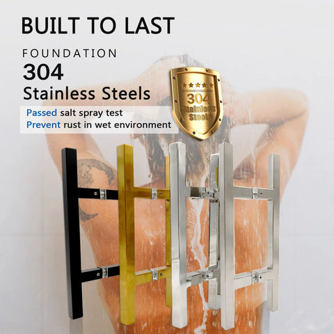 Square Ladder Pull Back to Back Handle for Frameless Shower Doors Brushed Nickel 304 Stainless Steel H Shape Tube 6 Inch Center to Center Suitable for Glass One Quarter Inch to One Half Inch Thickness Replacement Hardware variety display