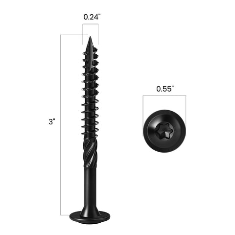 Lag Screws #14 x 3 Inch Heavy Duty Construction Wood Screws 1lb Box 38 Pieces with Torx Drive Washer Head Black Epoxy Coating