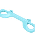 Blue metal double-ended snap hook with circular end hooks, 100mm long