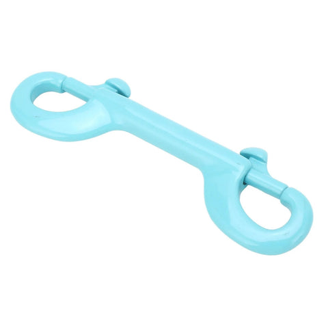 Blue metal double-ended snap hook with circular end hooks, 100mm long