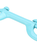 Double-ended snap hook, lake-blue, spring-loaded closure, close-up view