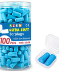 100 Pairs Foam Ear Plugs Bulk NRR 32dB Lake Blue Soft Comfortable Disposable Noise Reduction For Sleep, container view