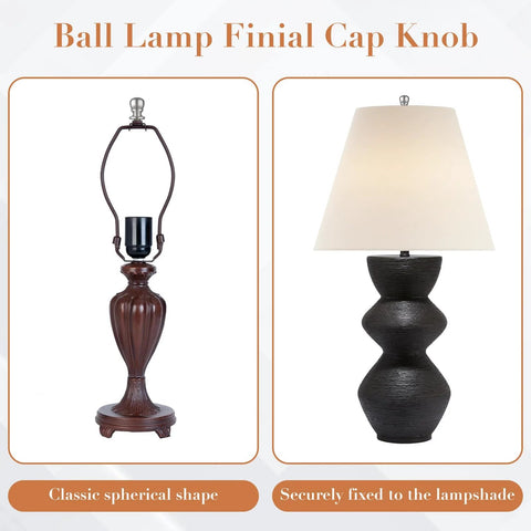 Two Pack Ball Lamp Finial Caps With 1/4-27 Inch Thread for secure fit on table and floor lamps in polished silver, decorative replacement nuts.