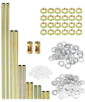 Lamp Pipe Kit With Lock Nuts And Washers For Chandelier Ceiling Light DIY One Eighth IP Thread Zinc Plated Steel components visible