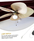 Ceiling fan with Two Pack Lamp Pull Cord Switch Replacement Rope for Wall Lamps and Ceiling Lights, convenient control shown.