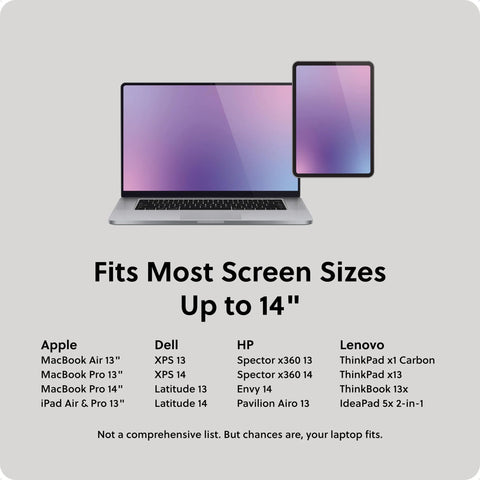Laptop and tablet screen display showcasing compatibility with 'Nylon Puffy Zipping Laptop Sleeve 9.75 By 13 Inches Fits Most Screens Up To 14 Inches'