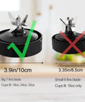 Comparison of big 7 fins blade and small 6 fins blade for Ninja blenders highlighting 3.9in/10cm and 3.35in/8.5cm sizes
