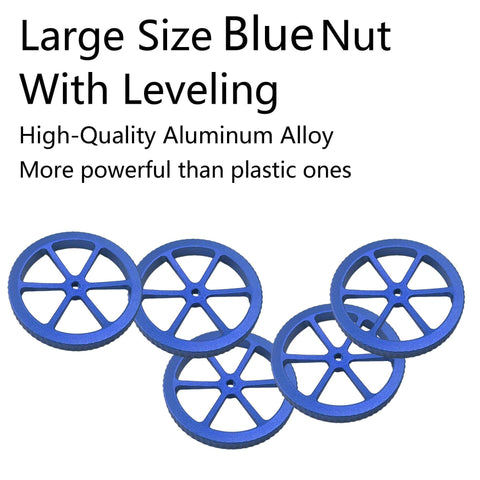 Blue Aluminum Leveling Nut Set With Hot Bed Springs, M4 Screws, And Silicone Leveling Columns For Ender and CR-10 printers; blue nuts