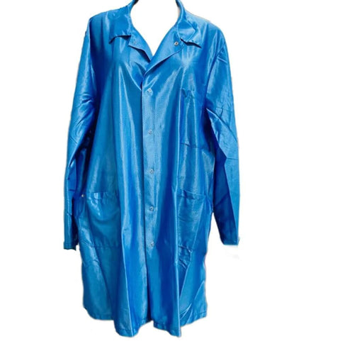Large Blue Lab Coat Style 372 for Cleanroom Workwear and Pharmaceutical Lab Use, Durable Protective Coat with Sealed Cuffs