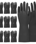 Large Chemical Resistant Latex Gloves 10 Pairs Heavy Duty Dishwashing Gloves front view showing multiple pairs