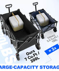 Large 200L Collapsible Wagon Cart With 440 Pounds Weight Capacity And Built In Brake For Camping Garden Sports And Shopping, black.
