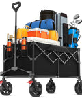 Beast Mode 180L Large Capacity Collapsible Wagon With Wheels 330Lbs Heavy Duty Foldable Shopping Cart filled with beach and sports gear