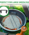 One Piece Hinge Band Replacement For Large Green Egg Grill with open lid showing grill interior and hinge detail