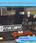 Two-piece zinc alloy compression latches deliver secure flush sealing with easy hand-operated lever on camper door.