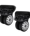 One Pair Large Size Luggage Wheel Casters For Suitcases And Travel Bags Replacement, black porous quiet rollers, front view