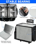 Pro Grade Large Rolling Cleaning Caddy Bag With Detachable Trolley And Shoulder Strap, features top view of adjustable dividers