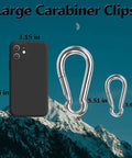 Heavy Duty 304 Stainless Steel Spring Snap Hooks Set Of Six Four Inch Large Clips shown with phone size comparison against mountain view.