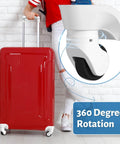 4 Pcs Large White Luggage Wheels Replacement Kit with Left and Right Swivel Casters Featuring Mute Bearings, close-up of swivel wheel.
