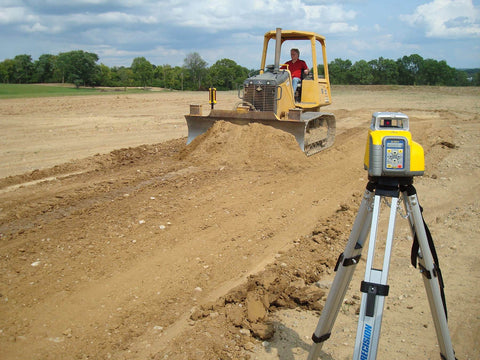 LR30W Laser Display Receiver With 360 Degree Reception, Plumb Indicator, Rugged Waterproof Construction on a construction site