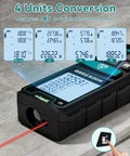 Accurately measure distances, areas, and volumes with a compact laser distance meter featuring dual bubble levels, backlit LCD, and easy M/in/ft unit switching for fast, reliable calculations on rooms, warehouses, and job sites.