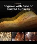 55W CO2 Laser Cutter And Engraver Desktop Machine with Dual 16MP Cameras showcasing curved surface engraving on wood