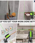 Laser Level, 100Ft Self Leveling Green Cross Line Laser for Picture Hanging, Tile, Decoration & DIY Construction – 360° Magnetic Base & AA Battery