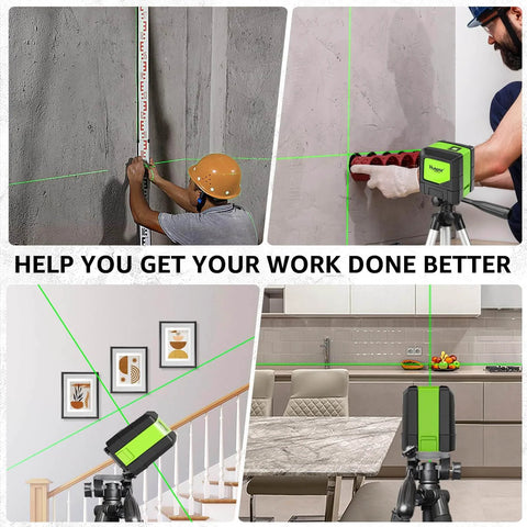 Laser Level, 100Ft Self Leveling Green Cross Line Laser for Picture Hanging, Tile, Decoration & DIY Construction – 360° Magnetic Base & AA Battery