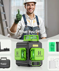 Laser Level 360 Self Leveling With Rechargeable Battery 3x360 Degree Green Laser For Construction And Picture Hanging 3D Layout Kit