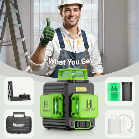 Laser Level 360 Self Leveling With Rechargeable Battery 3x360 Degree Green Laser For Construction And Picture Hanging 3D Layout Kit