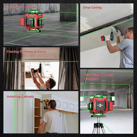 Laser Level 360 Self Leveling with Tripod,WEIDDW 4D Lazer Level, installation examples for construction and renovation projects