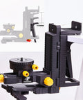 Laser Level Accessory Kit With 360 Degree Magnetic Rotating Base Tilt And Adjustable Positioning Upgraded Stability Bracket Five Eighth Inch Threaded Interface And Flexible Clamp For Precision Alignment In Construction FenorGan showing close-up of black and yellow magnetic base and clamp mounted on a table edge.