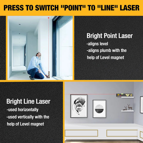 Image showing a versatile 2-in-1 laser level blends a 12 inch spirit level with a bright red laser, magnetic base, and long reach in action.