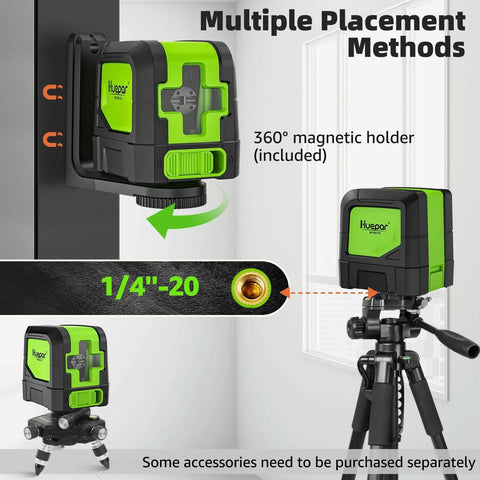 Laser Level, 100Ft Self Leveling Green Cross Line Laser for Picture Hanging with 360° Magnetic Base on tripod setup