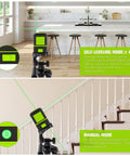 Laser Level With Tripod 100 Feet Green Cross Line Self Leveling 360 Degree Rotating Beam Vertical And Horizontal Projection
