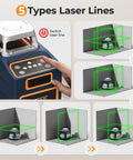 Laser Level Self Leveling 3x360 Degree Green Cross Line with 5 laser line modes and display panel